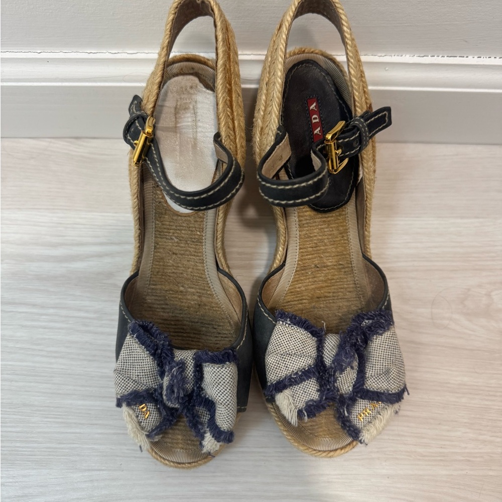 Prada Denim Espadrille Wedges - Picture 3 of 6